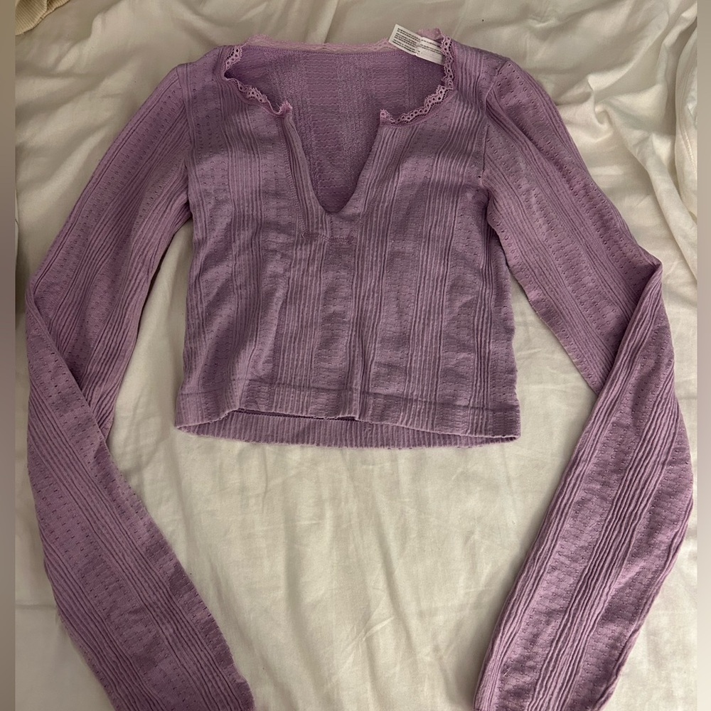 Urban Outfitters Purple long sleeve lace scoop neck